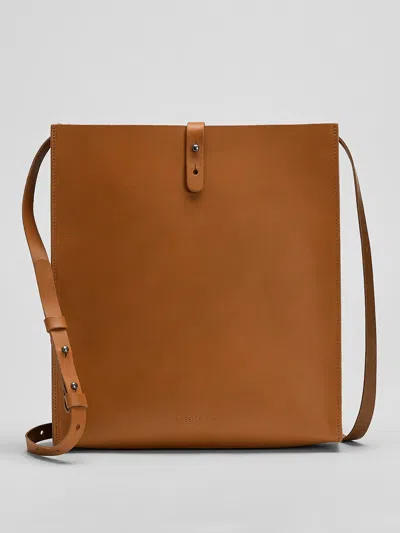 Eileen Fisher Vegetable Tanned Italian Leather Crossbody Bag In Brown