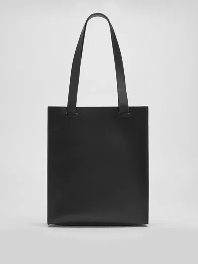 Eileen Fisher Vegetable Tanned Italian Leather Market Tote In Black