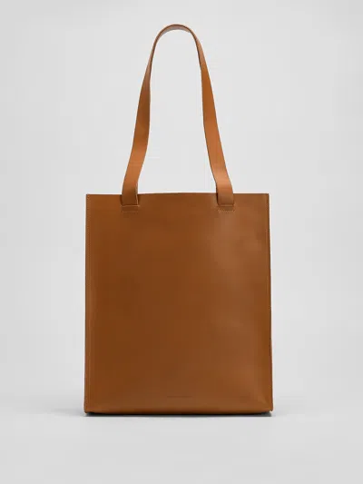 Eileen Fisher Vegetable Tanned Italian Leather Market Tote In Brown