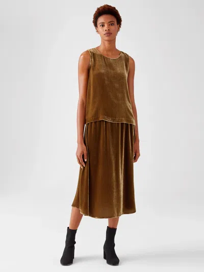 Eileen Fisher Velvet A-line Skirt In Brown