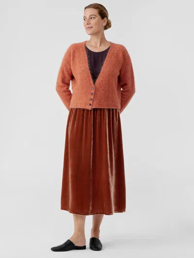 Eileen Fisher Velvet A-line Skirt In Brown