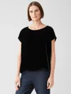 Eileen Fisher Velvet Ballet Neck Square Top In Black