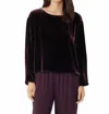Eileen Fisher Velvet Ballet Neck Top In Red
