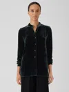 Eileen Fisher Velvet Band Collar Long Shirt In Black