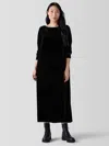Eileen Fisher Bateau Neck Long Sleeve Velvet Maxi Dress In Black