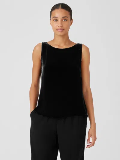 Eileen Fisher Velvet Bateau Neck Tank In Black