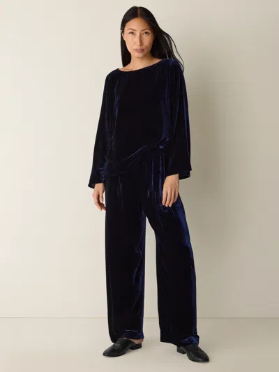 Eileen Fisher Velvet Bateau Neck Top In Animal Print