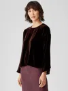 Eileen Fisher Velvet Box-top In Purple