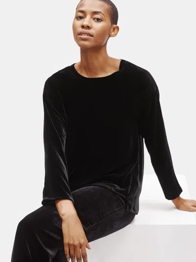 Eileen Fisher Velvet Bracelet Sleeve Box-top In Black