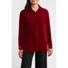 Eileen Fisher Velvet Button-up Shirt In Red