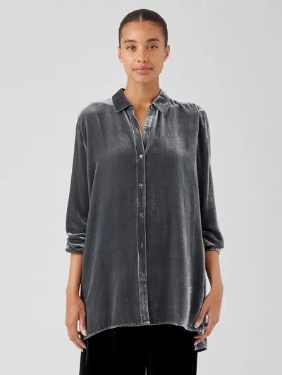 Eileen Fisher Velvet Classic Collar Long Shirt