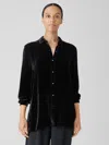 Eileen Fisher Velvet Classic Collar Long Shirt In Black