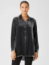 Eileen Fisher Velvet Classic Collar Long Shirt In Gray