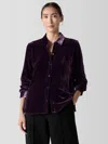 Eileen Fisher Velvet Classic Collar Shirt In Black