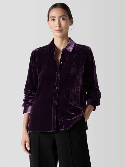Eileen Fisher Velvet Classic Collar Shirt In Black