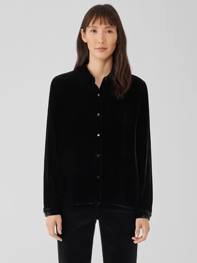 Eileen Fisher Velvet Classic Collar Shirt In Black