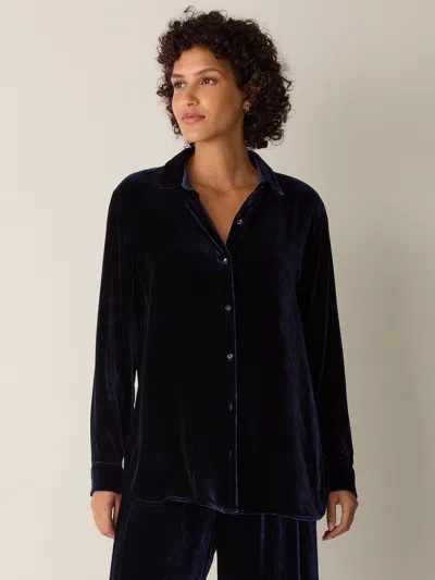 Eileen Fisher Velvet Classic Collar Shirt In Ink