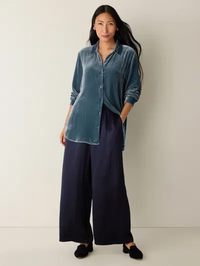 Eileen Fisher Velvet Classic Collar Shirt In Sea Spray