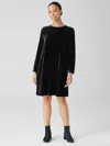 Eileen Fisher Velvet Crew Neck Dress In Black