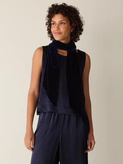 Eileen Fisher Velvet Double Tie Scarf In Blue