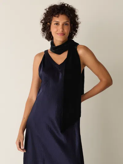 Eileen Fisher Velvet Double Tie Scarf In Blue