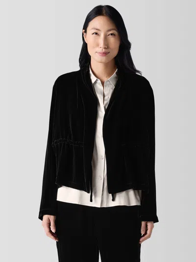 Eileen Fisher Velvet High Collar Jacket In Black