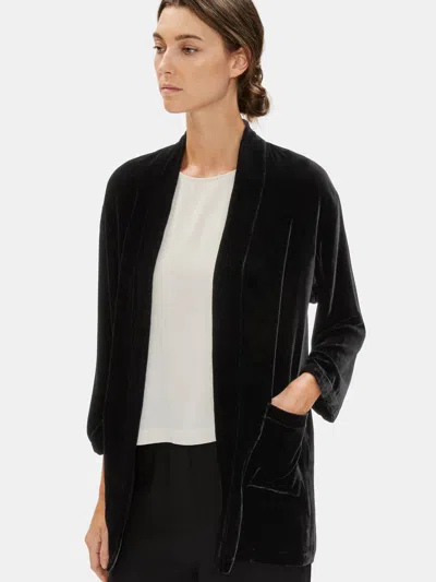 Eileen Fisher Velvet High Collar Jacket In Black