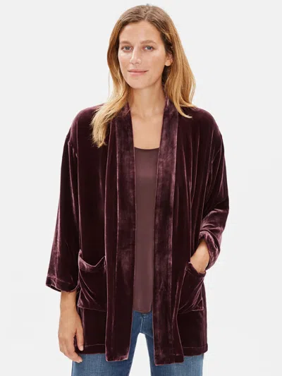 Eileen Fisher Velvet High Collar Jacket In Purple