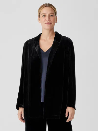 Eileen Fisher Velvet Long Blazer In Black