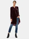 Eileen Fisher Velvet Mandarin Collar Long Shirt In Black