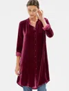Eileen Fisher Velvet Mandarin Collar Long Shirt In Red