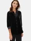 Eileen Fisher Velvet Mandarin Collar Shirt In Black