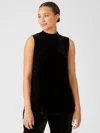 Eileen Fisher Velvet Mock Neck Tank In Black