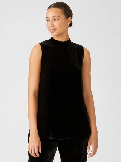 Eileen Fisher Velvet Mock Neck Tank In Black