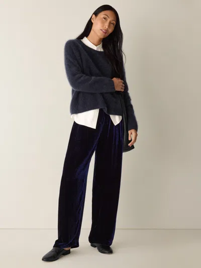 Eileen Fisher Velvet Pleated Straight Pant In Black