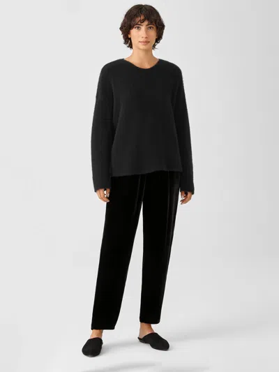 Eileen Fisher Velvet Pleated Tapered Pant In Black