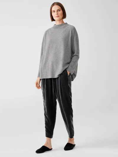 Eileen Fisher Velvet Pleated Tapered Pant In Gray