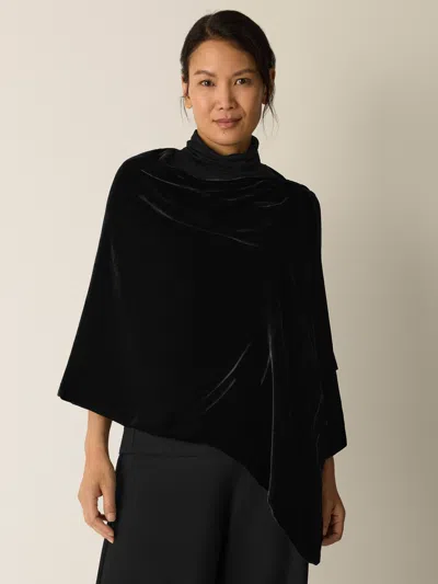 Eileen Fisher Velvet Poncho In Black