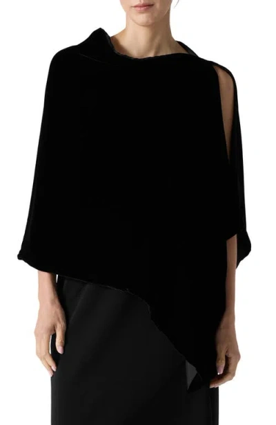 Eileen Fisher Velvet Poncho In Black