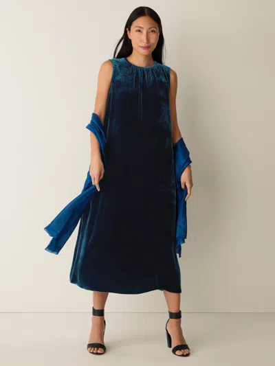 Eileen Fisher Velvet Round Neck Dress In Animal Print