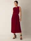 Eileen Fisher Velvet Round Neck Dress In Red
