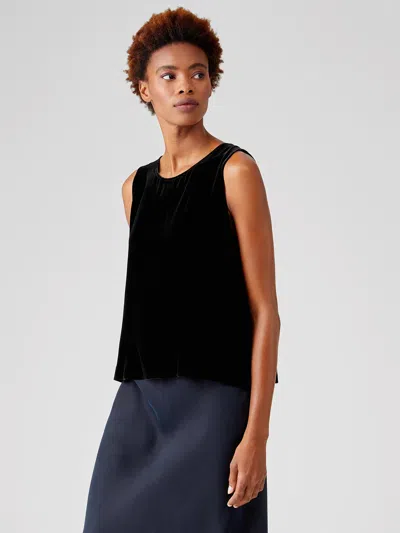 Eileen Fisher Velvet Round Neck Shell In Black