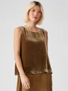 Eileen Fisher Velvet Round Neck Shell In Brown