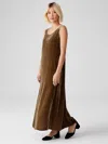 Eileen Fisher Velvet Scoop Neck Dress In Brown
