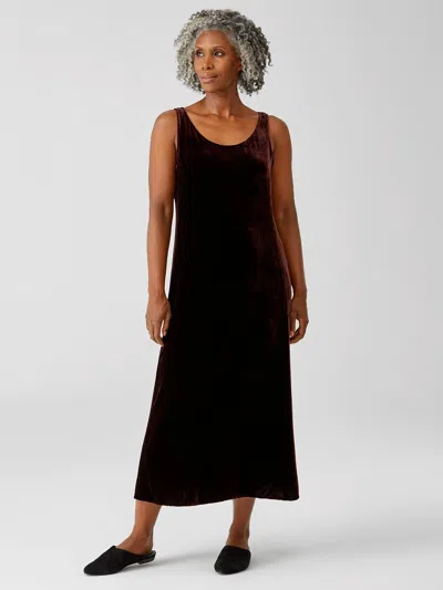 Eileen Fisher Velvet Scoop Neck Dress In Purple