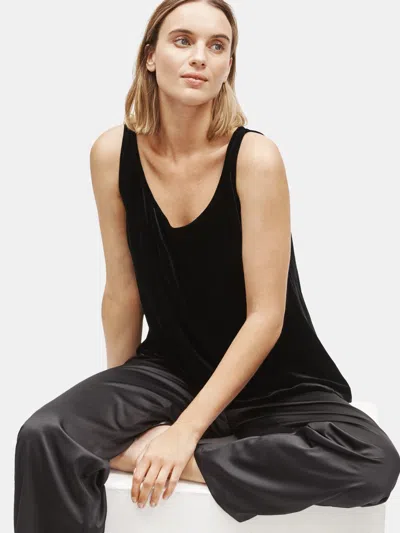 Eileen Fisher Velvet Scoop Neck Tank In Black