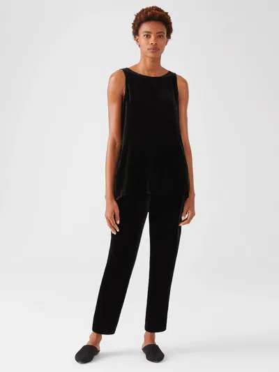 Eileen Fisher Velvet Tapered Ankle Pant In Black