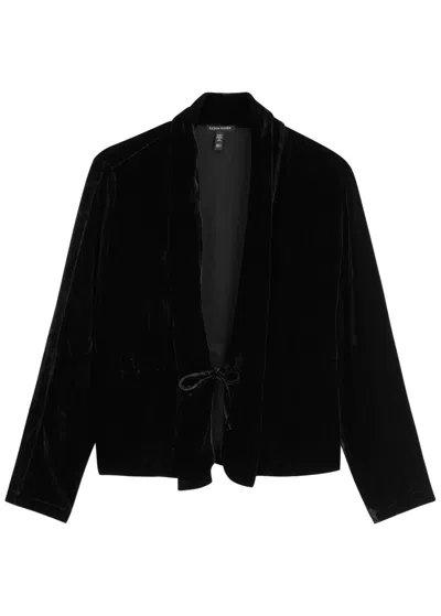 Eileen Fisher Velvet Tie-front Jacket In Black