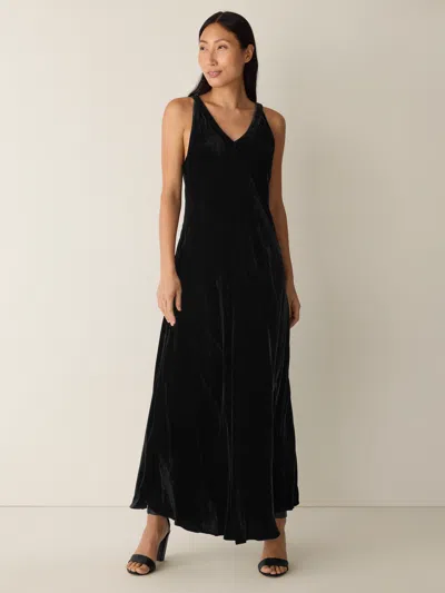 Eileen Fisher Velvet V-neck Dress In Black