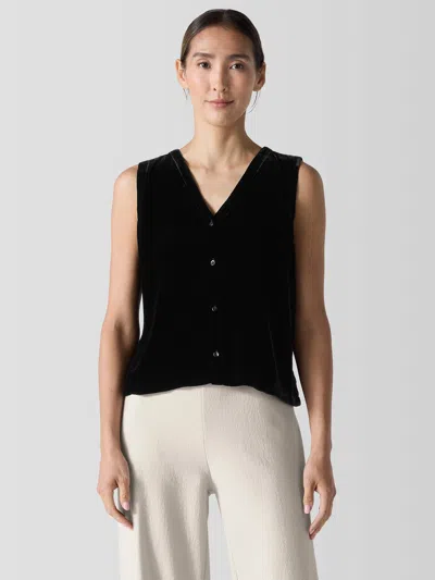 Eileen Fisher Velvet Vest In Black